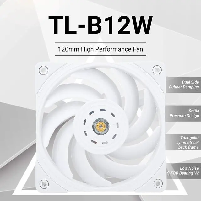 Alt view image 2 of 6 - TL-B12W 120mm CPU Cooler Fan, Computer Case Fan, PWM Control, 2150RPM, Static-Pressure Performance Fan for S-FDB Bearing(White)