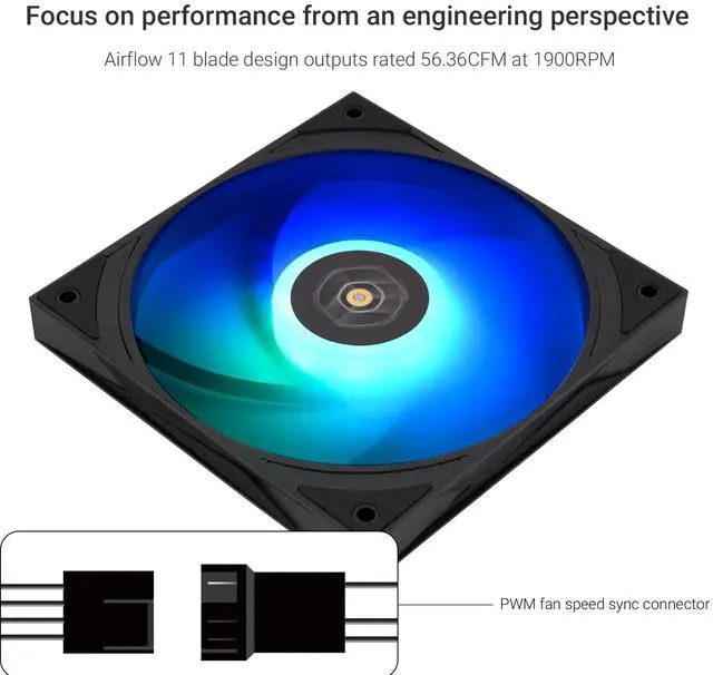 Alt view image 3 of 7 - TL-H12015B-S Thin Computer Case Fan-1900RPM, CPU Fan, 15mm Slimline Cooling Fan, 12cm CPU Cooler Fan,5V ARGB,Compatible with Desktop Heatsink Cooler and Case