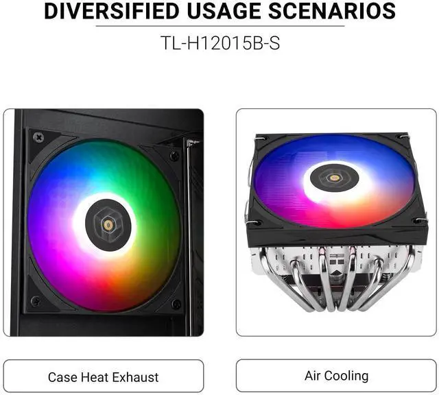 Alt view image 7 of 7 - TL-H12015B-S Thin Computer Case Fan-1900RPM, CPU Fan, 15mm Slimline Cooling Fan, 12cm CPU Cooler Fan,5V ARGB,Compatible with Desktop Heatsink Cooler and Case