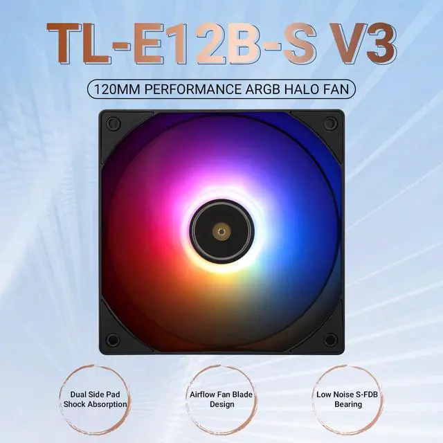 Alt view image 2 of 6 - TL-E12B-S V3 CPU Fan Cooler,with High Speed 2000RPM,120mm Cooling PWM Fan,Computer Case Cooling Fan ARGB (TL-E12B-S V3)
