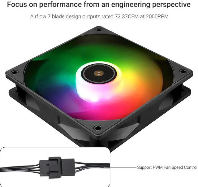 Alt view image 3 of 6 - TL-E12B-S V3 CPU Fan Cooler,with High Speed 2000RPM,120mm Cooling PWM Fan,Computer Case Cooling Fan ARGB (TL-E12B-S V3)