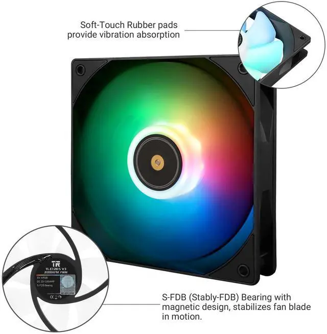 Alt view image 4 of 6 - TL-E12B-S V3 CPU Fan Cooler,with High Speed 2000RPM,120mm Cooling PWM Fan,Computer Case Cooling Fan ARGB (TL-E12B-S V3)