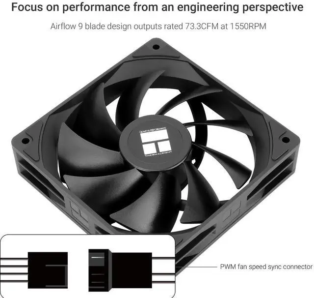 Alt view image 3 of 7 - TL-C12C-X28 X3 CPU Fan,Black Cooling Fan, PC Fan with 1550RPM Speed,120mm Computer Case Cooler Fan,PWM Control Fan for Case and Liquid Cooler & CPU Cooling,28mm Thickness