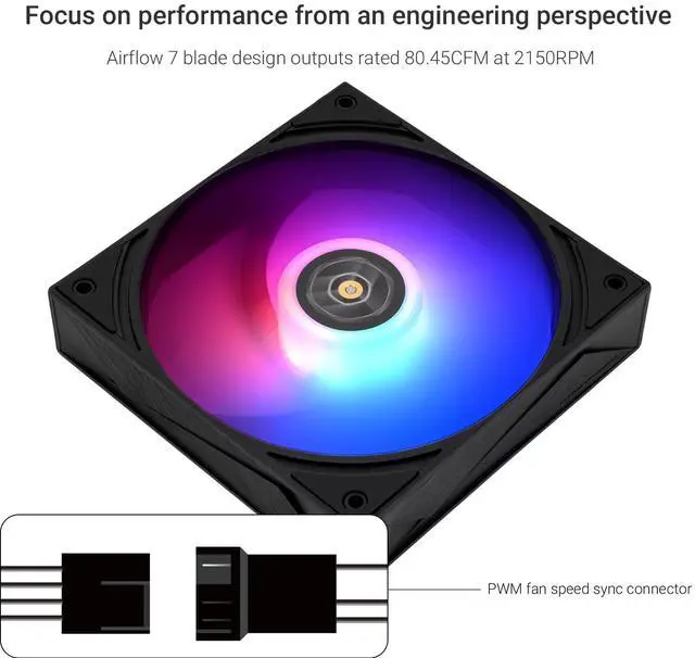 Alt view image 3 of 7 - TL-H12-X28-S Thin Computer Case Fan-2150RPM, CPU ARGB Fan, Quiet 28mm Thickness Cooling Fan, Desktop CPU Cooler Fan,Compatible with Heatsink Cooler and Case