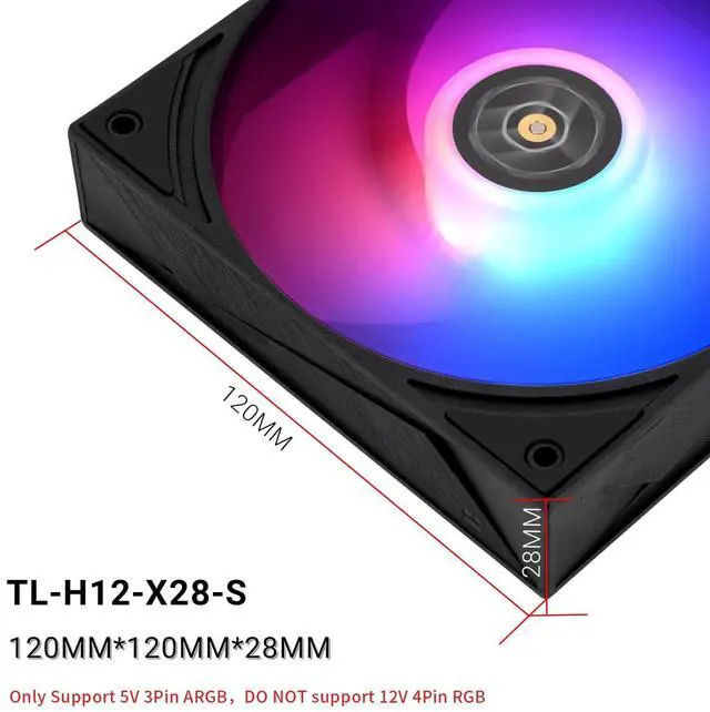 Alt view image 6 of 7 - TL-H12-X28-S Thin Computer Case Fan-2150RPM, CPU ARGB Fan, Quiet 28mm Thickness Cooling Fan, Desktop CPU Cooler Fan,Compatible with Heatsink Cooler and Case