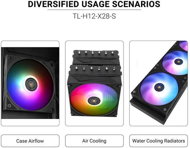 Alt view image 7 of 7 - TL-H12-X28-S Thin Computer Case Fan-2150RPM, CPU ARGB Fan, Quiet 28mm Thickness Cooling Fan, Desktop CPU Cooler Fan,Compatible with Heatsink Cooler and Case