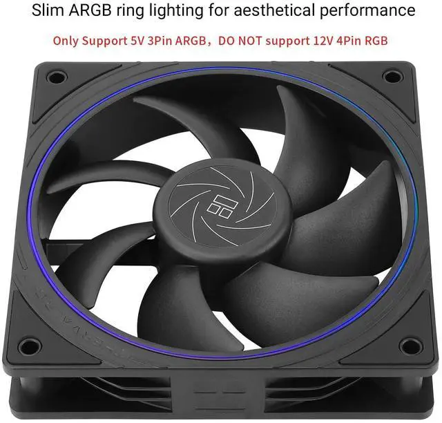 Alt view image 5 of 5 - TL-S12R CPU Cooling Fan 120mm With ARGB Lighting, 1500RPM Speed, Black PC PWM Silent Computer Case Cooler