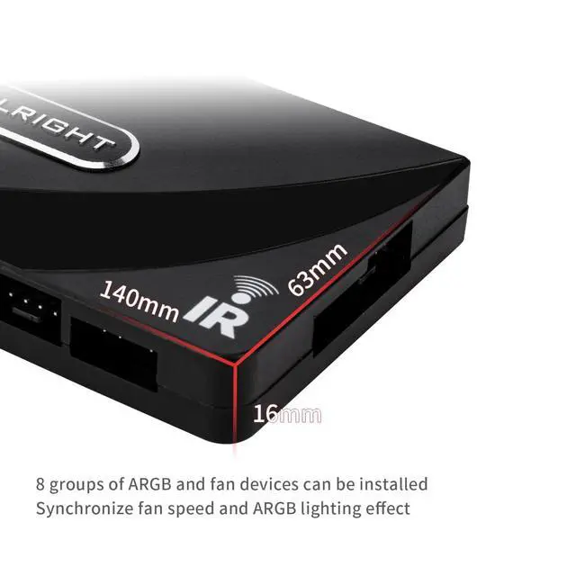 Alt view image 3 of 6 - ARGB and Fan HUB X8 IR Black Hub Controller Support 8 Groups of CPU Fans,3Pin PC ARGB Controller and 4Pin PWM Fan,with LED Remote Control, SATA Power Cord Direct Input