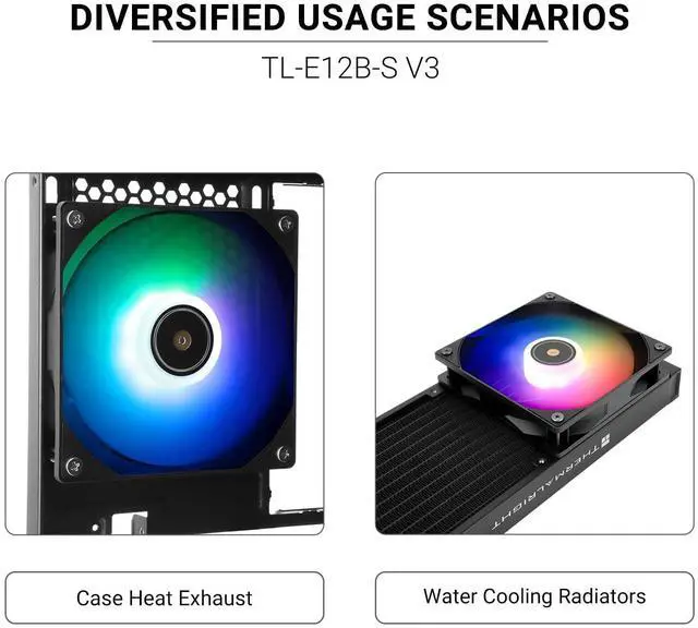 Alt view image 6 of 6 - TL-E12B-S V3 CPU Fan Cooler,with High Speed 2000RPM,120mm Cooling PWM Fan,Computer Case Cooling Fan ARGB (TL-E12B-S V3)