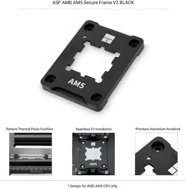 Alt view image 2 of 7 - ASF Black V2 AM5 CPU Holder, AM5 Safety Fixed Frame, AM5 Secure Frame, Corrective Anti-Bending Fixing Frame, AM5 Anti-Bending Contact Frame,CPU Cooler Standard,Black