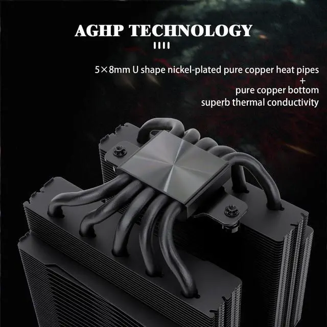 Alt view image 3 of 7 - FC140 Black CPU Air Cooler,Dual Tower 5 Heat Pipe,TL-D14X-B and TL-C12PRO PWM Fan,Aluminium Heatsink Cover, AGHP Technology, for AMD AM4/AM5/Intel LGA 1150/1151/1155/1156/1200/2011/1700