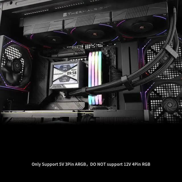 Alt view image 4 of 6 - Mjolnir Vision 360 ARGB Black CPU AIO Cooler,IPS LCD Screen with 320 * 240 Resolution,for AM5&LGA 1700/1851,High-Performance 360 Specs Water-Cooled with 3.5in Removable Display