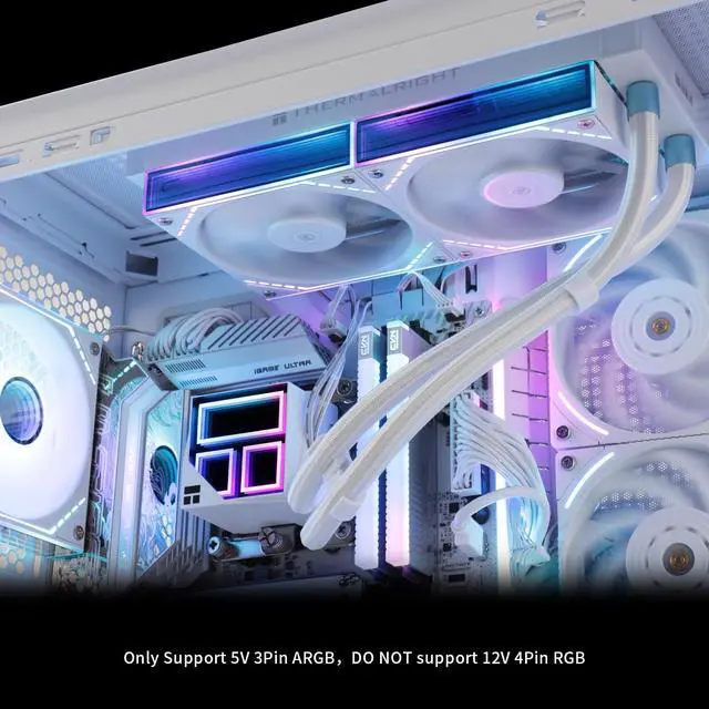 Alt view image 6 of 6 - Frozen Infinity 240 White Liquid CPU Cooler,Double PWM Fans with 2000RPM,Desktop CPU Aio Cooler,for AM4/AM5&Intel LGA1150/1151/1200/1700/1851,Infinity Mirror PC CPU Water Cooler