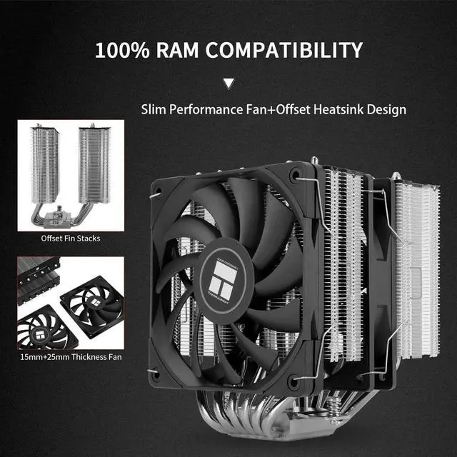 Alt view image 4 of 6 - Royal Knight 120 SE CPU Cooler, Only 155mm High, Dual Towers Dual PWM Fans TL-C12B V2 and TL-C12015B, 6 Heat Pipes,PC Cooling for AM4/AM5/Intel LGA 1700/1851/1150/1151/1200