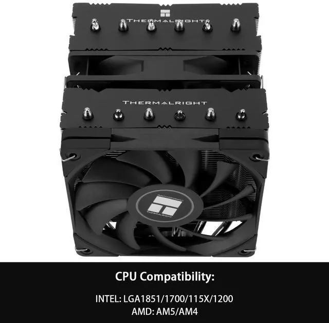 Alt view image 3 of 6 - Royal Knight 120 SE CPU Cooler, Only 155mm High, Dual Towers Dual PWM Fans TL-C12B V2 and TL-C12015B, 6 Heat Pipes,PC Cooling for AM4/AM5/Intel LGA 1700/1851/1150/1151/1200