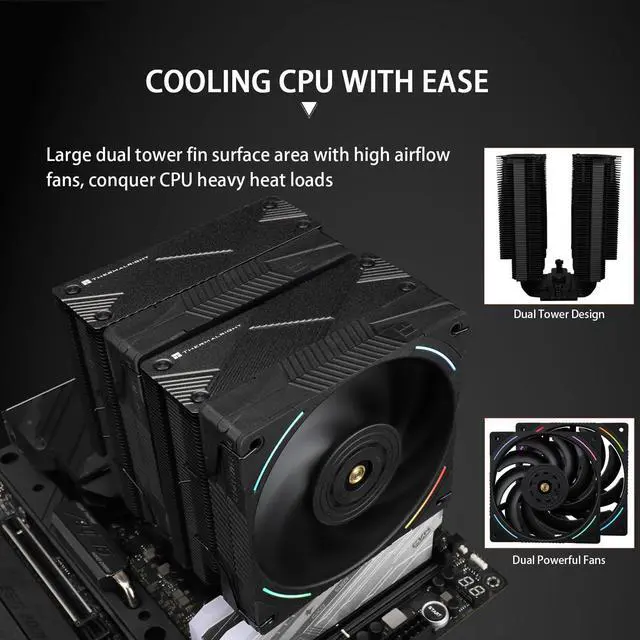 Alt view image 5 of 6 - Phantom Spirit 120 EVO CPU Cooler,7×6mm Heat Pipes CPU Air Cooler,Dual PWM Fan Computer Cooling,2150RPM Speed,for AMD AM4 AM5/Intel 1700/1150/1151/1200/17XX/2011/1851
