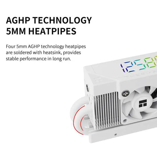 Alt view image 2 of 5 - HR10 2280 PRO Digital White- High-Performance Solid-State Hard Disk Radiator Equipped with 4x5mm AGHP Heat Pipe, ARGB Digital Display, Small Fan Cooling, SSD Radiator