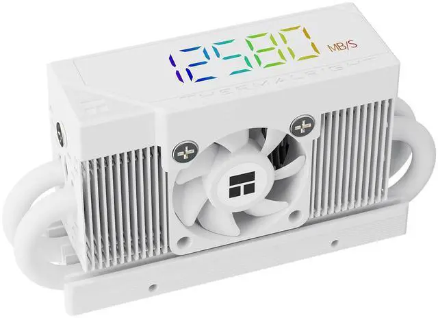 Main image of HR10 2280 PRO Digital White- High-Performance Solid-State Hard Disk Radiator Equipped with 4x5mm AGHP Heat Pipe, ARGB Digital Display, Small Fan Cooling, SSD Radiator
