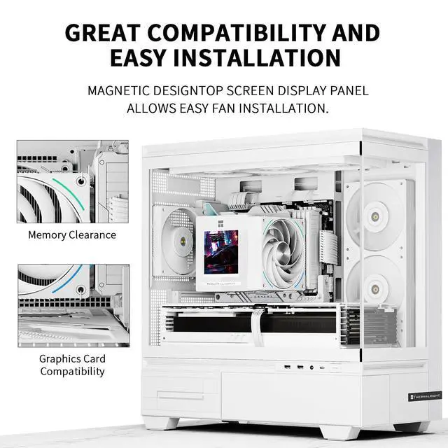 Alt view image 4 of 7 - Phantom Spirit 120 Vision Snow CPU Air Cooler, Twin Tower Radiator 2150RPM Speed,480x480 Resolving Power IPS Screen with 3.95in,Computer Cooler for Intel lga1851/1700/115x,AM4/AM5