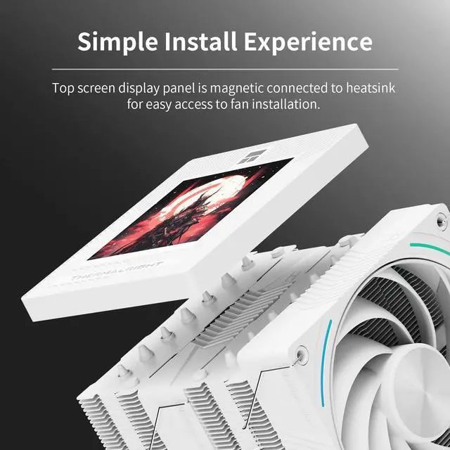 Alt view image 6 of 7 - Phantom Spirit 120 Vision Snow CPU Air Cooler, Twin Tower Radiator 2150RPM Speed,480x480 Resolving Power IPS Screen with 3.95in,Computer Cooler for Intel lga1851/1700/115x,AM4/AM5