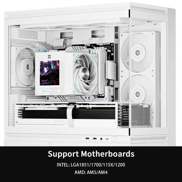 Alt view image 5 of 7 - Phantom Spirit 120 Vision Snow CPU Air Cooler, Twin Tower Radiator 2150RPM Speed,480x480 Resolving Power IPS Screen with 3.95in,Computer Cooler for Intel lga1851/1700/115x,AM4/AM5