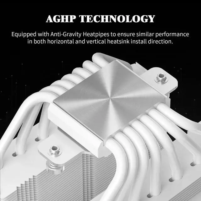 Alt view image 2 of 7 - Royal Pretor 130 Ultra White CPU Cooler,7 Heat Pipes Heatsink CPU Cooling, White Brushed Top Cover, for Intel LGA115X/2011/1700/1851,AM4/AM5 Platforms,Double Towers and Fans Cooler