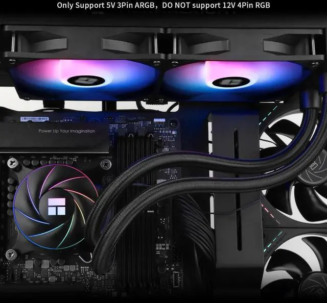 Alt view image 6 of 6 - Aqua Elite 240 ARGB CPU Water Cooler, with Double PWM Fans, 1550RPM Speed,for AMD/AM4/AM5& Intel LGA1150/1151/1155/1156/1200/ 1700/1851(AE240 ARGB)