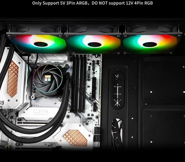 Alt view image 6 of 6 - Aqua Elite 360 ARGB CPU Water Cooler, with 3 PWM Fans, 1550RPM Speed,for AMD/AM4/AM5, Intel LGA1851/1150/1151/1155/1156/1200/1700