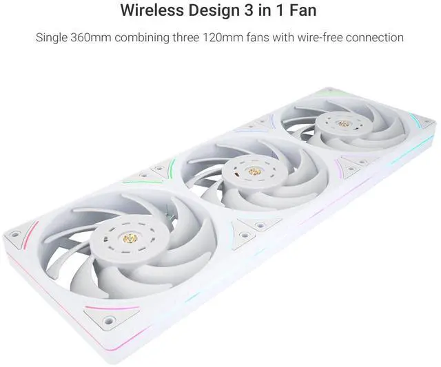 Alt view image 3 of 6 - TL-UB36W CPU Fan 120mm Case Cooler,PWM Connector Silent Computer Cooling,Low Noise 27dba,360x120x25mm,3 Pack PC Fans,White