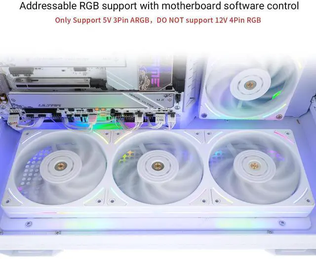 Alt view image 5 of 6 - TL-UB36W CPU Fan 120mm Case Cooler,PWM Connector Silent Computer Cooling,Low Noise 27dba,360x120x25mm,3 Pack PC Fans,White