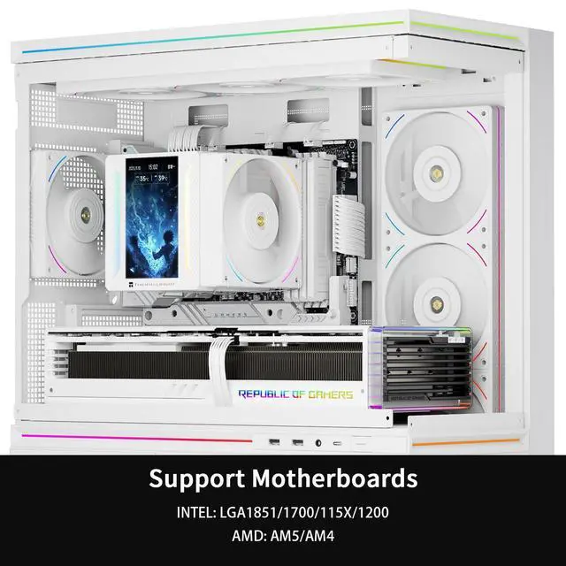 Alt view image 6 of 7 - Peerless Assassin 120 Vision MAX ARGB White CPU Air Cooler, Twin Tower Radiator 2150RPM,480x854 Resolving Power IPS Screen with 5,Computer Cooler for Intel lga1851/1700/115x,AM4/AM5