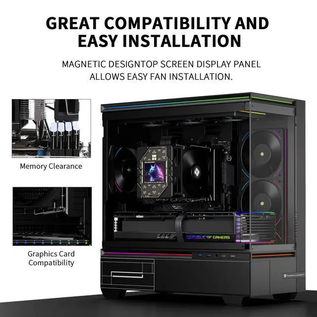 Alt view image 4 of 6 - Peerless Assassin 120 Vision Black CPU Air Cooler,Twin Tower Cooler 1850RPM,320x240 Resolving Power IPS Screen with 2.8in,Computer Cooler for Intel lga1851/1700/115x,AM4/AM5