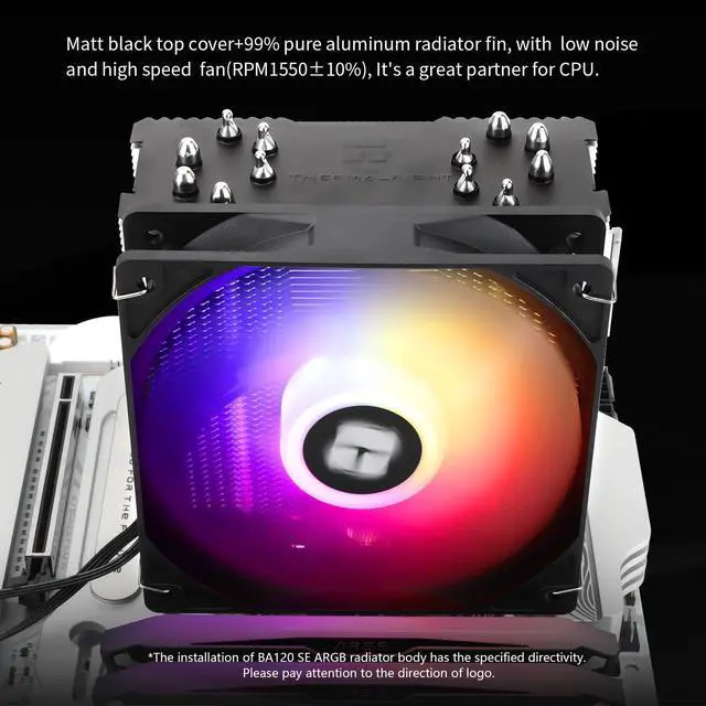 Alt view image 5 of 7 - Burst Assassin 120 SE ARGB CPU Cooler, 6 Heat Pipes Heatsink Cooler, 12cm PWM Fan CPU Air Cooler, AGHP Technology, for Intel LGA1851/1700/115X/1200