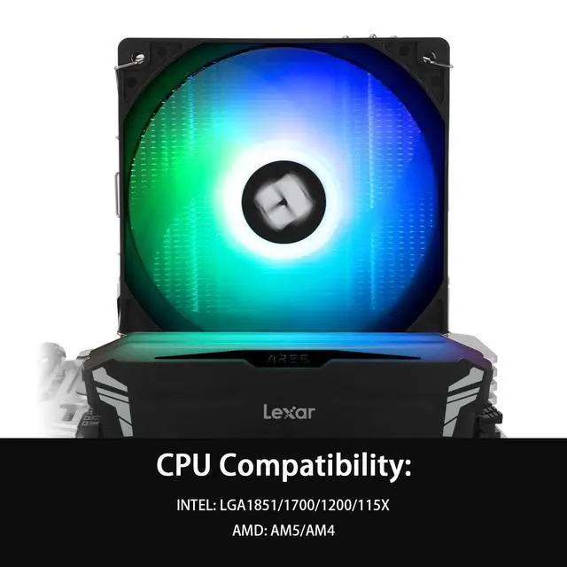 Alt view image 3 of 7 - Burst Assassin 120 SE ARGB CPU Cooler, 6 Heat Pipes Heatsink Cooler, 12cm PWM Fan CPU Air Cooler, AGHP Technology, for Intel LGA1851/1700/115X/1200