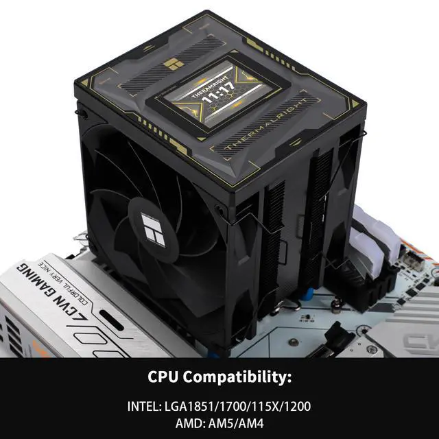 Alt view image 3 of 6 - Burst Assassin 120 Vision Black CPU Air Cooler, Desktop CPU Cooler with 1500RPM Speed,320x240 Resolving Power IPS LCD Screen with 2.4in,PC Cooling for Intel lga1851/1700/115X,AM4/AM5