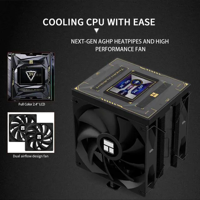 Alt view image 4 of 6 - Burst Assassin 120 Vision Black CPU Air Cooler, Desktop CPU Cooler with 1500RPM Speed,320x240 Resolving Power IPS LCD Screen with 2.4in,PC Cooling for Intel lga1851/1700/115X,AM4/AM5