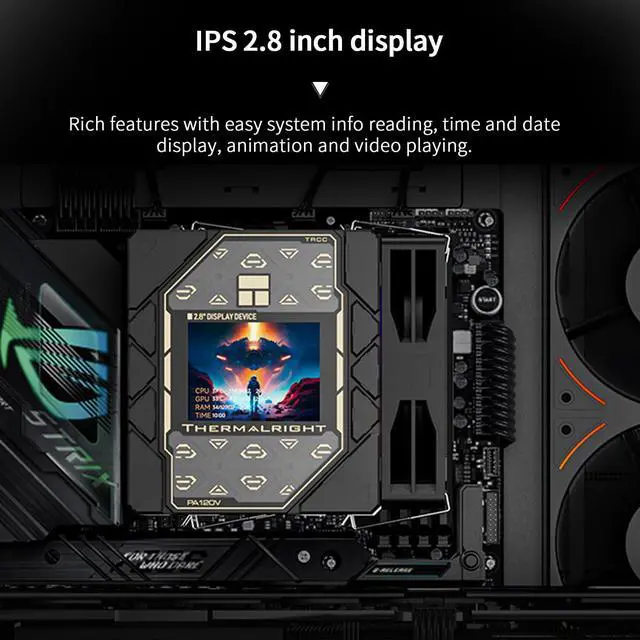 Alt view image 3 of 7 - Peerless Assassin 120 Vision ARGB Black CPU Air Cooler, Twin Tower Cooler-1850RPM,320x240 Resolution IPS Screen with 2.8,CPU Cooler for LGA1851/1700/115x,AM4/AM5