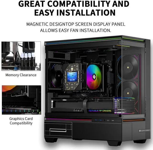Alt view image 4 of 7 - Peerless Assassin 120 Vision ARGB Black CPU Air Cooler, Twin Tower Cooler-1850RPM,320x240 Resolution IPS Screen with 2.8,CPU Cooler for LGA1851/1700/115x,AM4/AM5