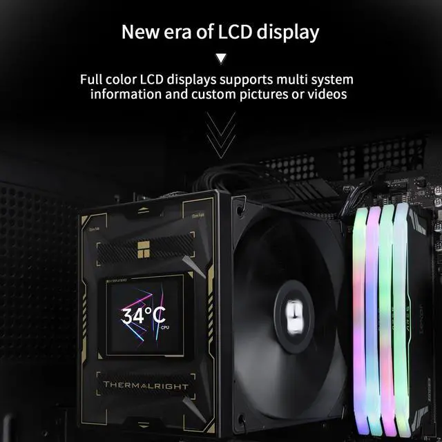 Alt view image 5 of 6 - Burst Assassin 120 Vision Black CPU Air Cooler, Desktop CPU Cooler with 1500RPM Speed,320x240 Resolving Power IPS LCD Screen with 2.4in,PC Cooling for Intel lga1851/1700/115X,AM4/AM5