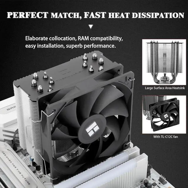 Alt view image 4 of 7 - Burst Assassin 120 SE CPU Cooler, 6 Heat Pipes Heatsink Cooler, 12cm PWM Fan CPU Air Cooler, AGHP Technology, for Intel LGA1851/1700/115X/1200&AM4/AM5, 148mm High Computer CPU Cooling