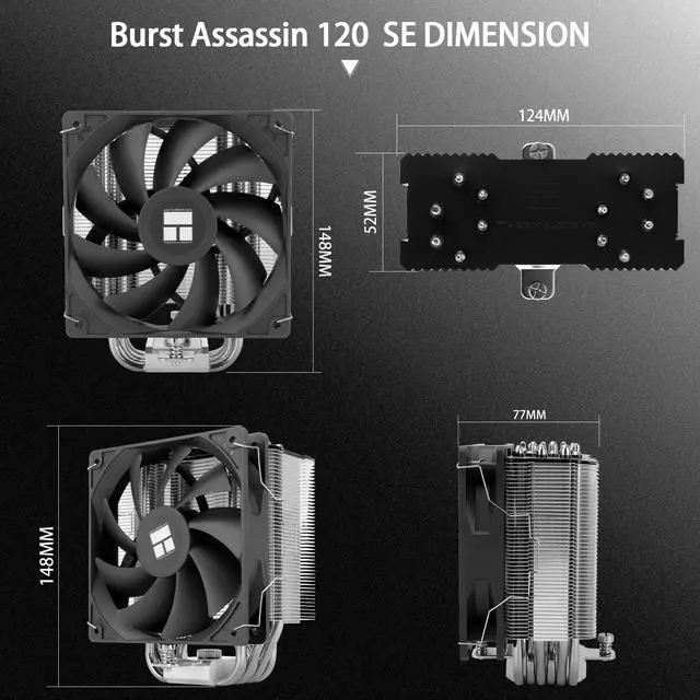 Alt view image 7 of 7 - Burst Assassin 120 SE CPU Cooler, 6 Heat Pipes Heatsink Cooler, 12cm PWM Fan CPU Air Cooler, AGHP Technology, for Intel LGA1851/1700/115X/1200&AM4/AM5, 148mm High Computer CPU Cooling