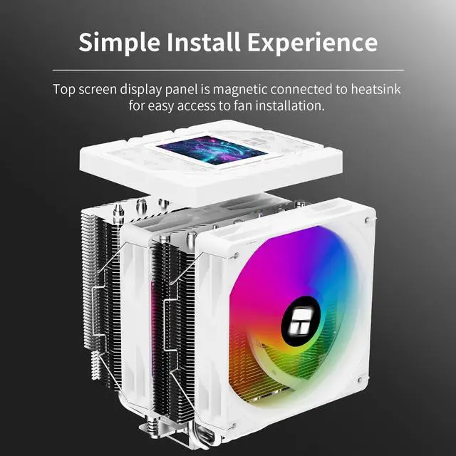 Alt view image 6 of 7 - Peerless Assassin 120 Vision ARGB White CPU Air Cooler, Twin Tower Cooler-1850RPM,320x240 Resolution IPS Screen with 2.8,CPU Cooler for LGA1851/1700/115x,AM4/AM5