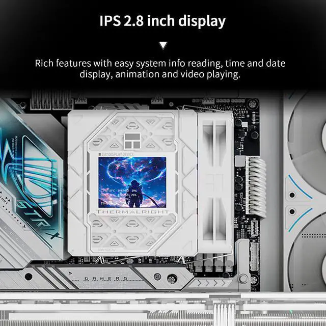 Alt view image 3 of 7 - Peerless Assassin 120 Vision ARGB White CPU Air Cooler, Twin Tower Cooler-1850RPM,320x240 Resolution IPS Screen with 2.8,CPU Cooler for LGA1851/1700/115x,AM4/AM5