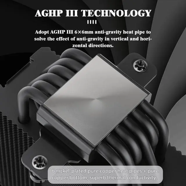 Alt view image 2 of 7 - Burst Assassin 120 EVO Dark CPU Cooler, 6 Heat Pipes Cooler, Double PWM Quiet Fans CPU Air Cooler with 1500RPM Speed, for AMD:AM4/ AM5/Intel 1700/1150/1151/1200/1851, LGA1700