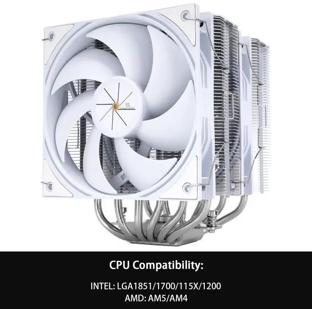 Alt view image 3 of 5 - Peerless Assassin 120 White V3 CPU Cooler, 6 Heat Pipes AGHP Technology, Dual 120mm PWM Fans, 2000RPM Speed, for AMD:AM4 AM5/Intel LGA 1851/1700/1150/1151/1200,PC Cooler