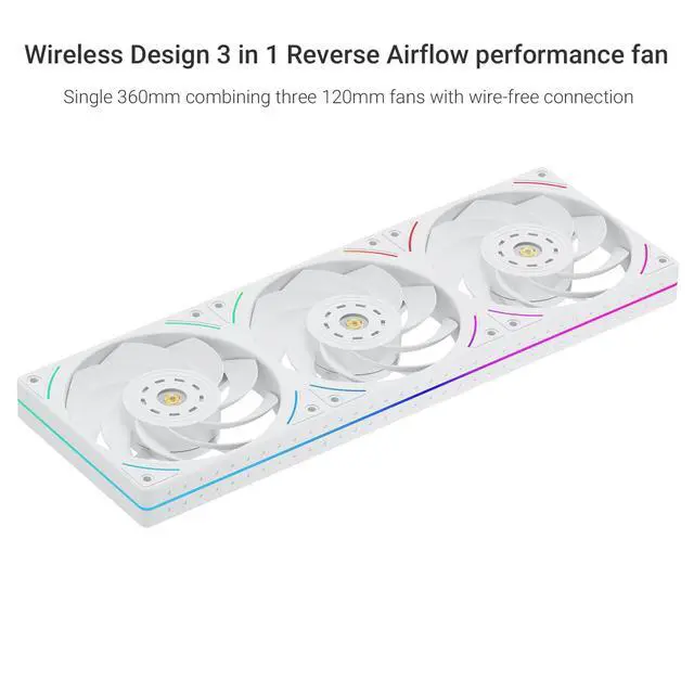 Alt view image 3 of 6 - TL-UB36RW CPU Reverse Fan 120mm Case Cooler,PWM Connector Silent Computer Cooling,Low Noise 27dba,360x120x25mm,3 Pack PC Fans,White