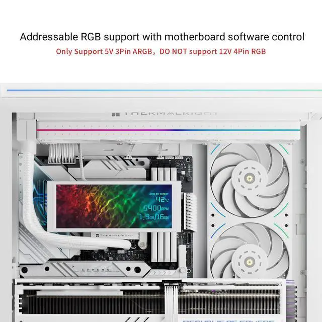 Alt view image 5 of 6 - TL-UB36RW CPU Reverse Fan 120mm Case Cooler,PWM Connector Silent Computer Cooling,Low Noise 27dba,360x120x25mm,3 Pack PC Fans,White