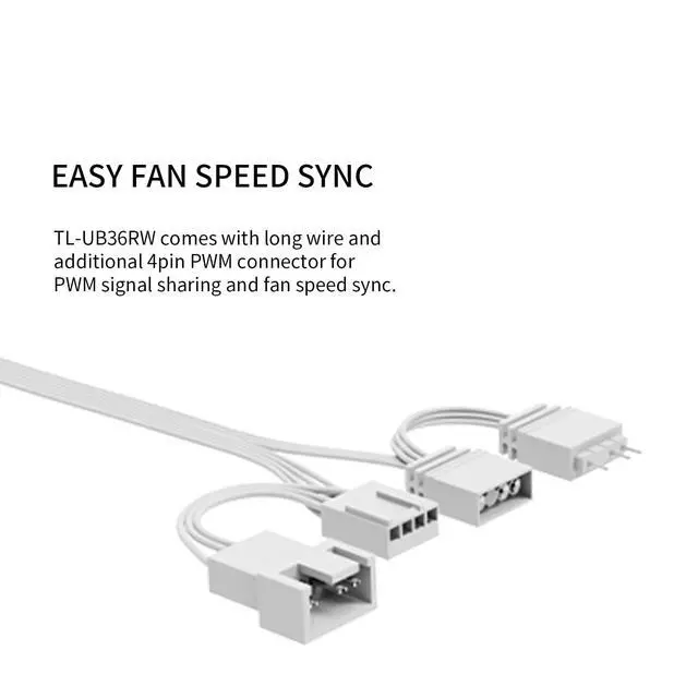 Alt view image 6 of 6 - TL-UB36RW CPU Reverse Fan 120mm Case Cooler,PWM Connector Silent Computer Cooling,Low Noise 27dba,360x120x25mm,3 Pack PC Fans,White