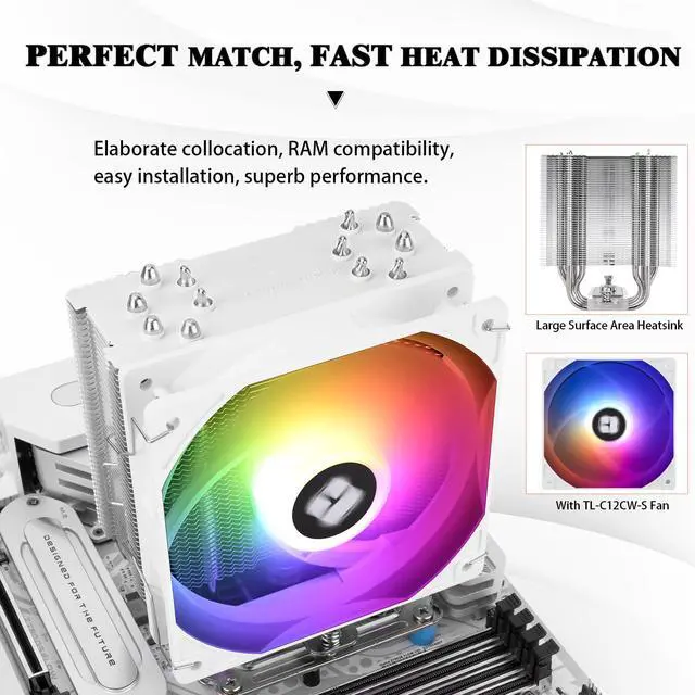 Alt view image 4 of 7 - Burst Assassin 120 SE ARGB White CPU Cooler, 6 Heat Pipes Heatsink, 12cm PWM Fan CPU Air Cooler, AGHP Technology, for Intel LGA1851/1700/115X/1200,AM4/AM5, 148mm High Heatsink Cooling