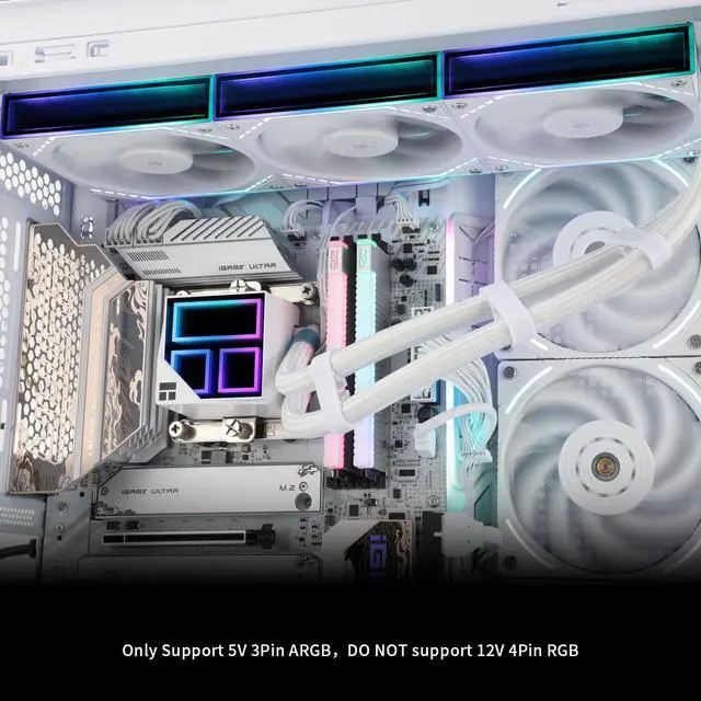 Alt view image 6 of 6 - Frozen Infinity 360 White Liquid CPU Cooler,Triple PWM Fans with 2000RPM,Desktop CPU Aio Cooler,for AM4/AM5&Intel LGA1150/1151/1200/1700/1851,Infinity Mirror PC CPU Water Cooler